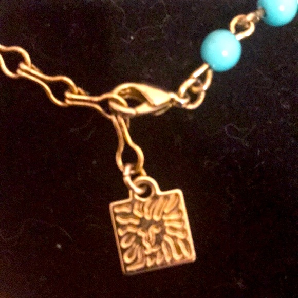 Anne Klein turquoise pearl crystal necklace bracelet matching set - Picture 4 of 4